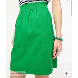 J. Crew Factory Linen Cotton Blend Pull On City Skirt Kelly Green Sz 8